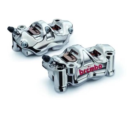 Paire étriers BREMBO UPGRADE GP4RX (usinés CNC nickelé) - 100mm (avec plaquettes)