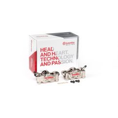 Paire étriers BREMBO UPGRADE GP4RX (usinés CNC nickelé) - 108mm (avec plaquettes)