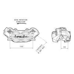 Étrier de frein avant gauche BREMBO P4 noir Ø32 mm