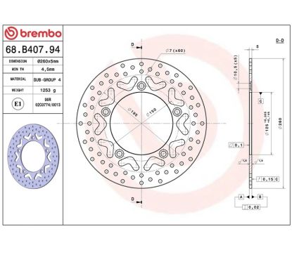 Disque de frein BREMBO Série Oro fixe - 68B40794