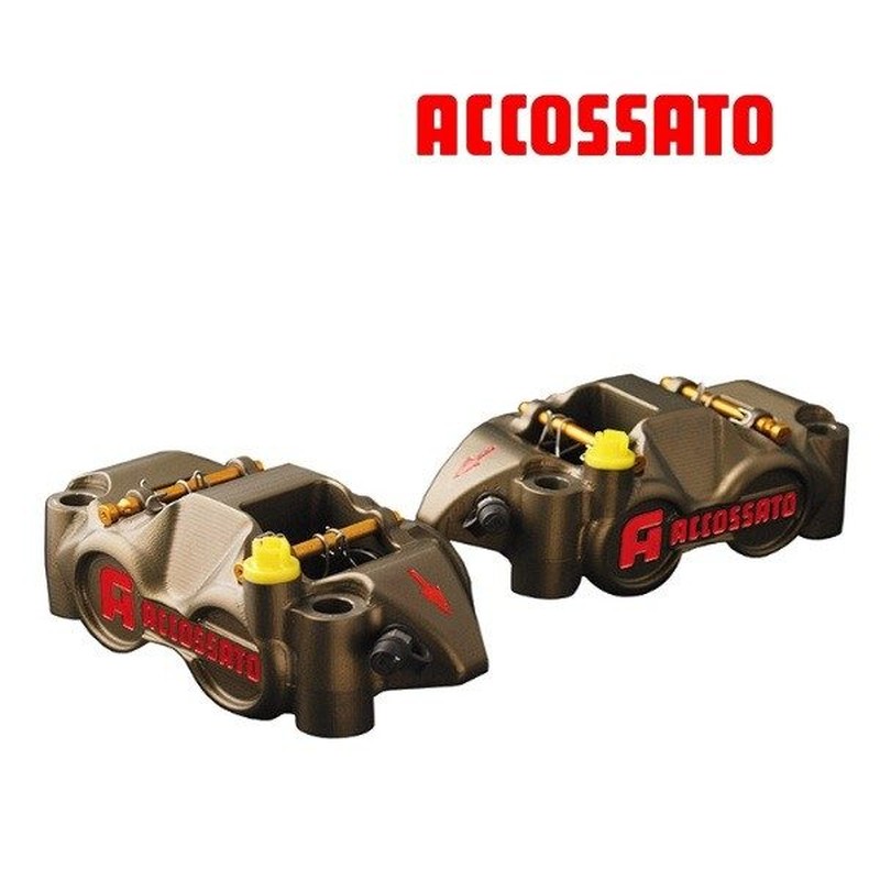 Etrier ACCOSSATO Monobloc CNC 4 pistons Titane 34mm - 108mm Etrier ACCOSSATO Monobloc CNC 4 pistons Titane 34mm - 108mm