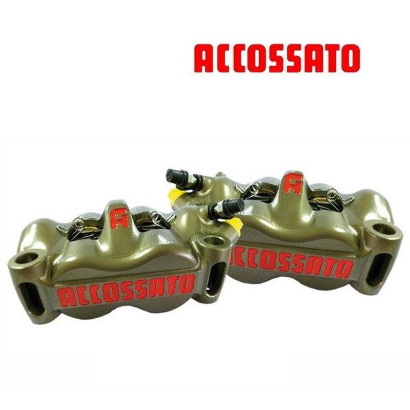 2x Etriers ACCOSSATO Monobloc CNC - 4 pistons 38/34mm - 100mm 2x Etriers ACCOSSATO Monobloc CNC - 4 pistons 38/34mm - 100mm