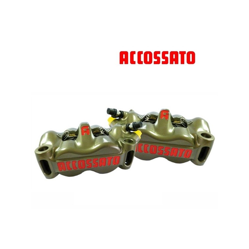 2x Etriers ACCOSSATO Monobloc CNC - 4 pistons 38/34mm - 100mm  