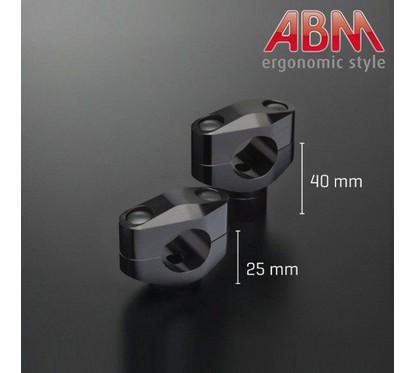 Pontets ABM Booster 28,6mm - Rehausse 25mm - NOIR