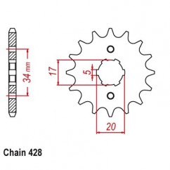 Pignon FE - Honda CBR125R-4-5-6-7-8-9-AJC34/39 04-10 - Pas 428