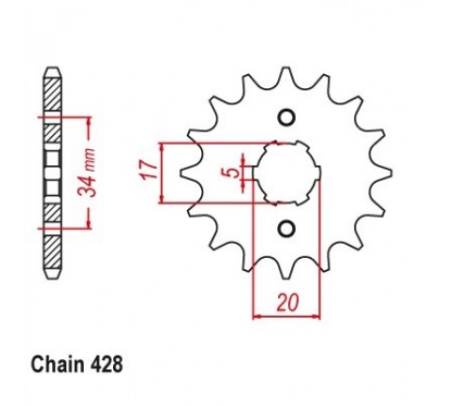 Pignon FE - Honda CBR125R-4-5-6-7-8-9-AJC34/39 04-10 - Pas 428