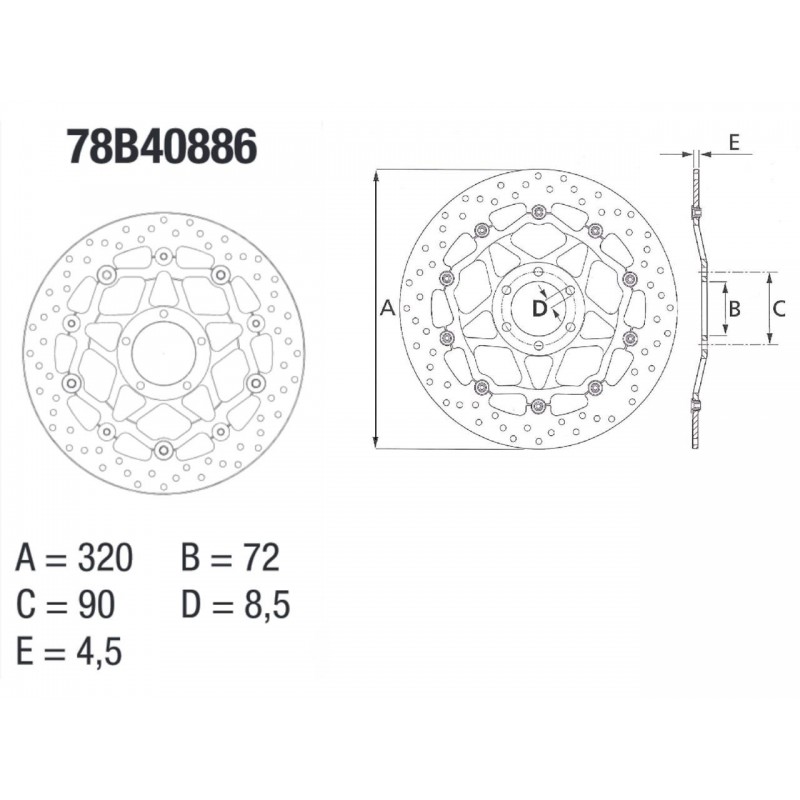 Disque de frein BREMBO Oro rond flottant