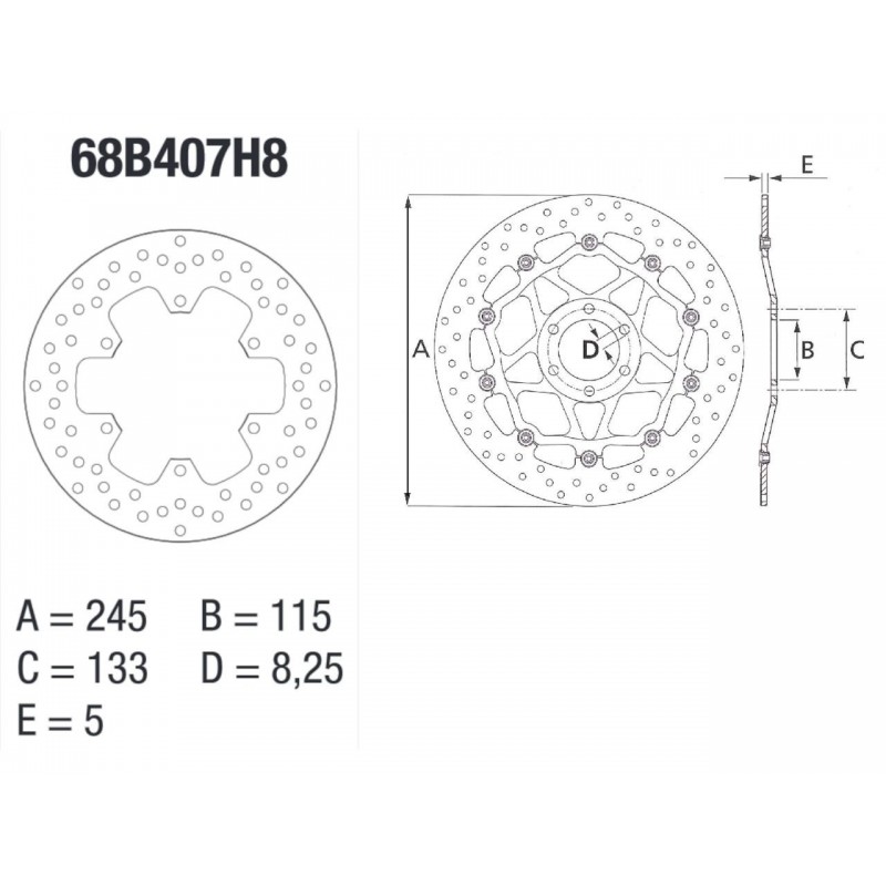 Disque de frein BREMBO Oro rond fixe