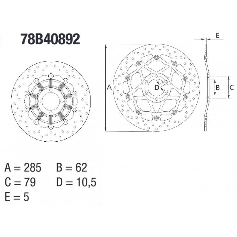 Disque de frein BREMBO Oro rond flottant