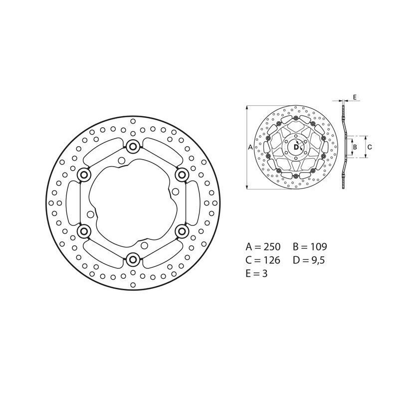 Disque de frein BREMBO Oro rond flottant