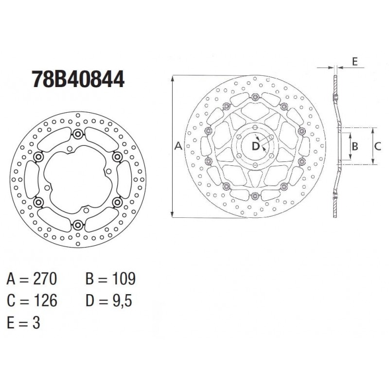 Disque de frein BREMBO Oro rond flottant