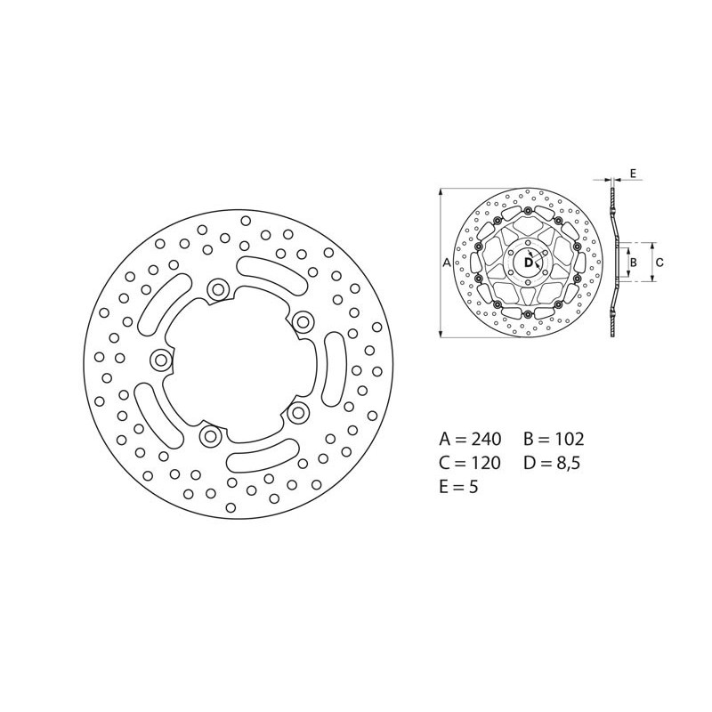 Disque de frein BREMBO Oro rond fixe