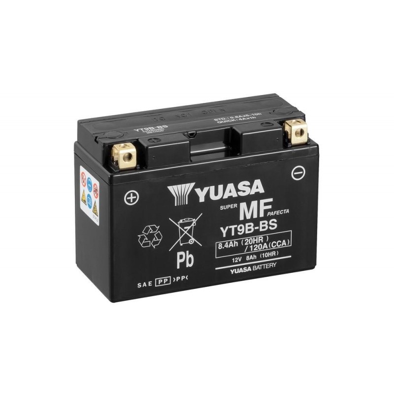 Batterie YUASA YT9B-BS sans entretien livrée avec pack acide