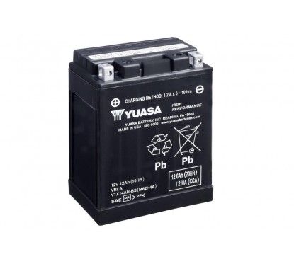 Batterie YUASA YTX14AH-BS sans entretien livrée avec pack acide