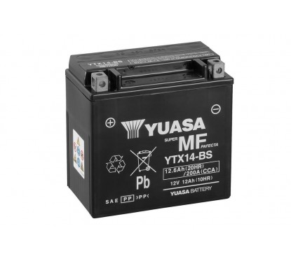 Batterie YUASA YTX14-BS sans entretien livrée avec pack acide