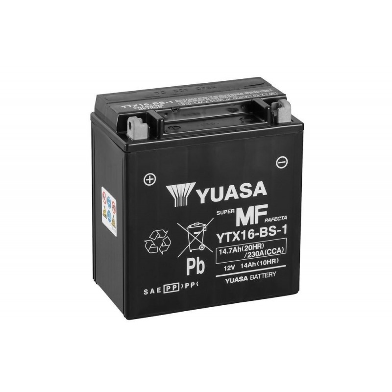 Batterie YUASA YTX16-BS-1 sans entretien livrée avec pack acide