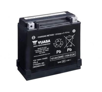 Batterie YUASA YTX20HL-BS-PW sans entretien livrée avec pack acide