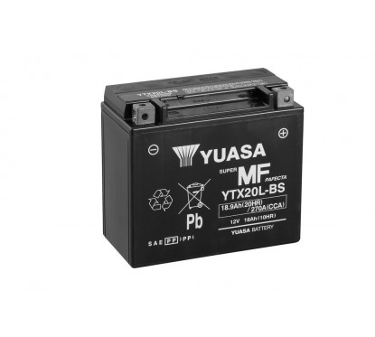 Batterie YUASA YTX20L-BS sans entretien livrée avec pack acide