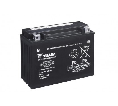 Batterie YUASA YTX24HL-BS sans entretien livrée avec pack acide