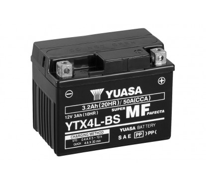 Batterie YUASA YTX4L-BS sans entretien livrée avec pack acide