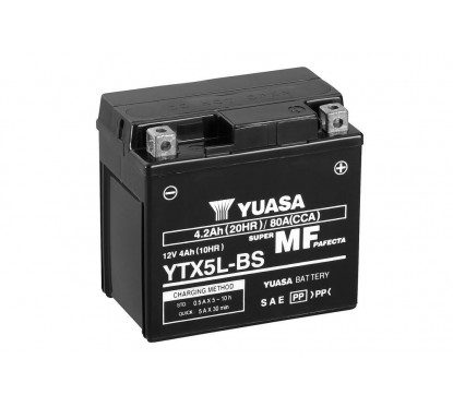 Batterie YUASA YTX5L-BS sans entretien livrée avec pack acide