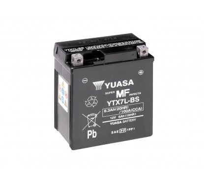 Batterie YUASA YTX7L-BS sans entretien livrée avec pack acide