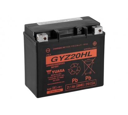 Batterie YUASA GYZ20HL sans entretien livrée avec pack acide