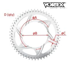 Couronne VORTEX pour jante OZ Piega (Oblong bolt hole) - Rouge - Dim : 95.25x76.1x14.5x5 - Pas de 520 (ref:846A)