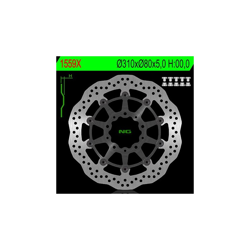 Disque de frein avant NG 1559X pétale semi-flottant Kawasaki