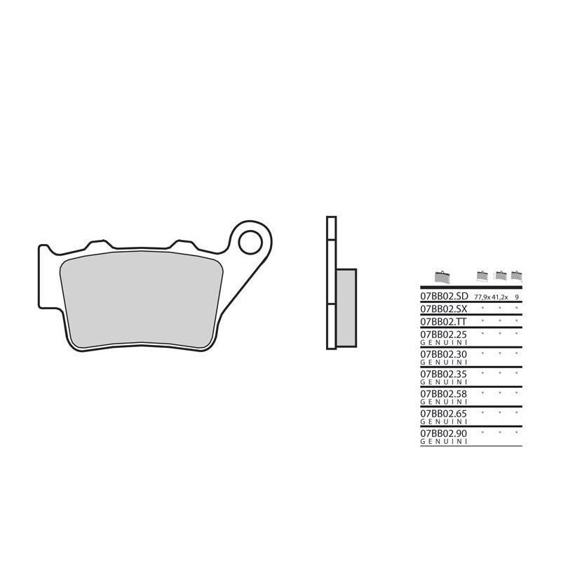 Plaquettes de frein BREMBO - 07BB02 SX - Métal fritté racing