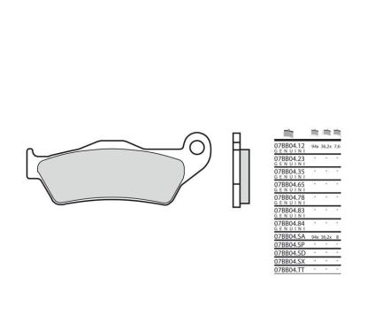 Plaquettes de frein BREMBO - 07BB04 SD - Métal fritté