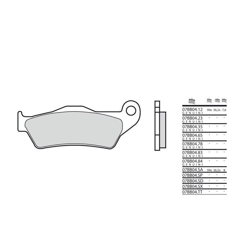 Plaquettes de frein BREMBO - 07BB04 SP - Métal fritté