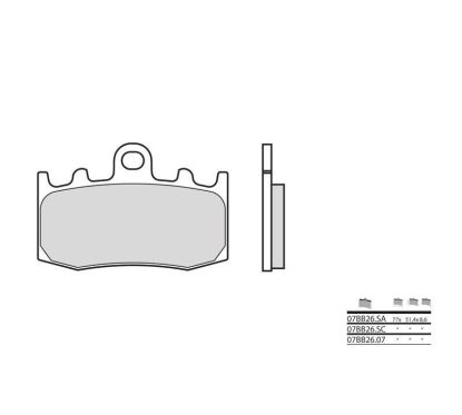 Plaquettes de frein BREMBO - 07BB26 SC - Métal fritté