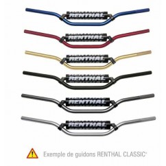 Guidon Ø22,2mm avec barre RENTHAL Classic Enduro Medium argent/mousse noire