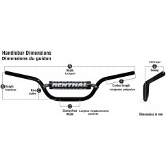 Guidon Ø22,2mm avec barre RENTHAL Classic Mini MX argent/mousse noire Kawasaki KX65/KTM SX65