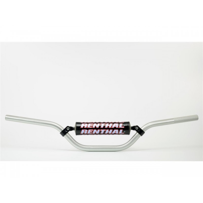 Guidon Ø22,2mm avec barre RENTHAL Classic Mini MX RC argent/mousse noire Yamaha YZ85