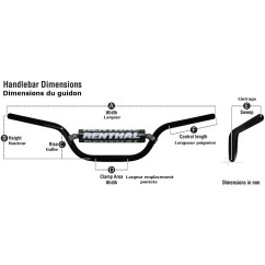 Guidon Ø28,6mm sans barre RENTHAL Fatbar® Ricky Carmichael High noir/mousse noire