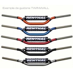 Guidon Ø28,6mm avec barre RENTHAL Twinwall replica Ricky Carmichael titane/mousse noire