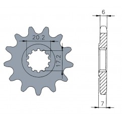 Pignon standard B1 12 dents chaine 420 moteurs AM6