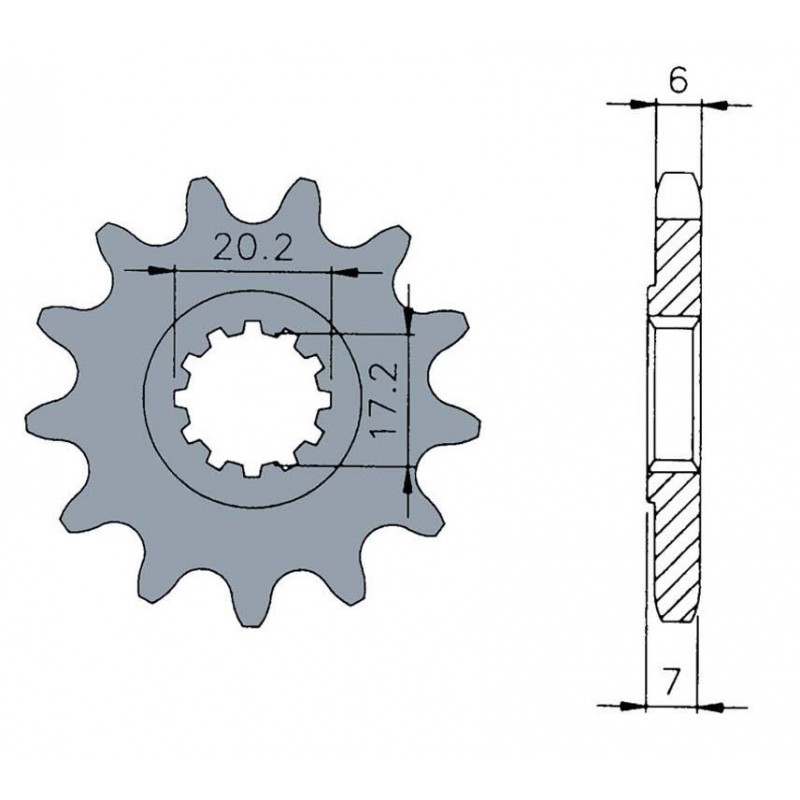 Pignon standard B1 12 dents chaine 420 moteurs AM6