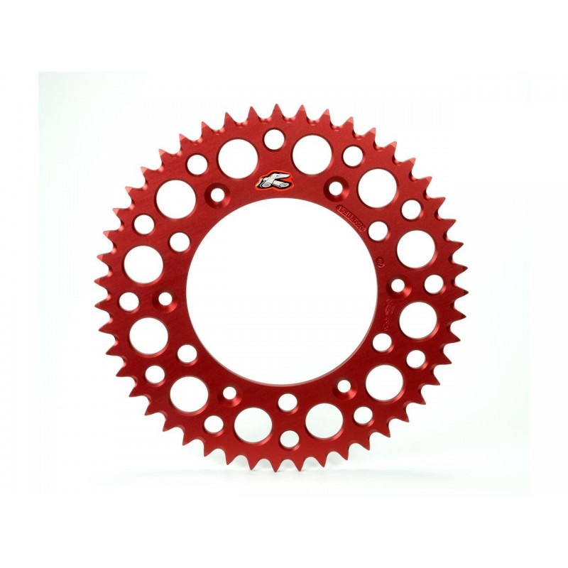 Couronne RENTHAL Ultralight™ 48 dents alu anti-boue pas 520 type 154U rouge