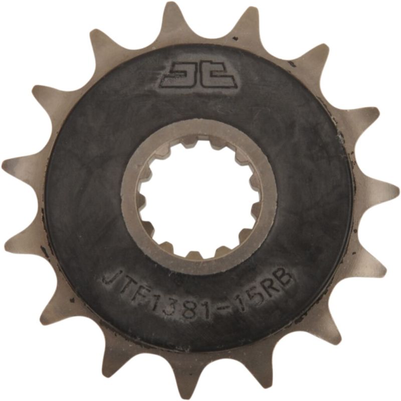 JTF1381.15RB FRONT RUBBER CUSHIONED SPROCKET 15 TEETH 520 PITCH NATURAL SCM420 CHROMOLY STEEL ALLOY