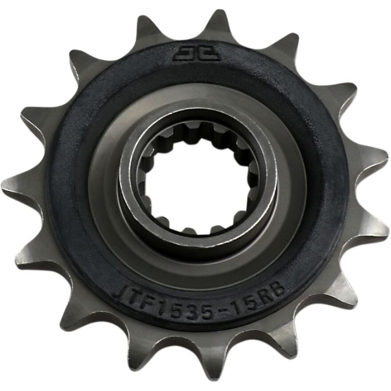 JTF1535.15RB FRONT RUBBER CUSHIONED SPROCKET 15 TEETH 525 PITCH NATURAL SCM420 CHROMOLY STEEL ALLOY