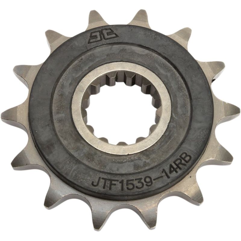 JTF1539.14RB FRONT RUBBER CUSHIONED SPROCKET 14 TEETH 520 PITCH NATURAL SCM420 CHROMOLY STEEL ALLOY