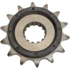 JTF1539.14RB FRONT RUBBER CUSHIONED SPROCKET 14 TEETH 520 PITCH NATURAL SCM420 CHROMOLY STEEL ALLOY
