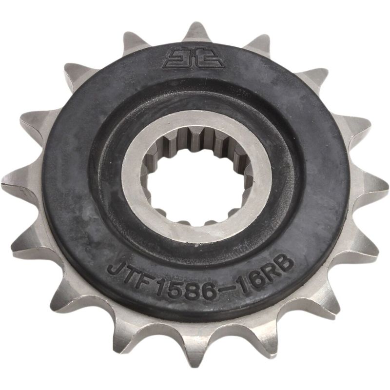 JTF1586.16RB FRONT RUBBER CUSHIONED SPROCKET 16 TEETH 525 PITCH NATURAL SCM420 CHROMOLY STEEL ALLOY