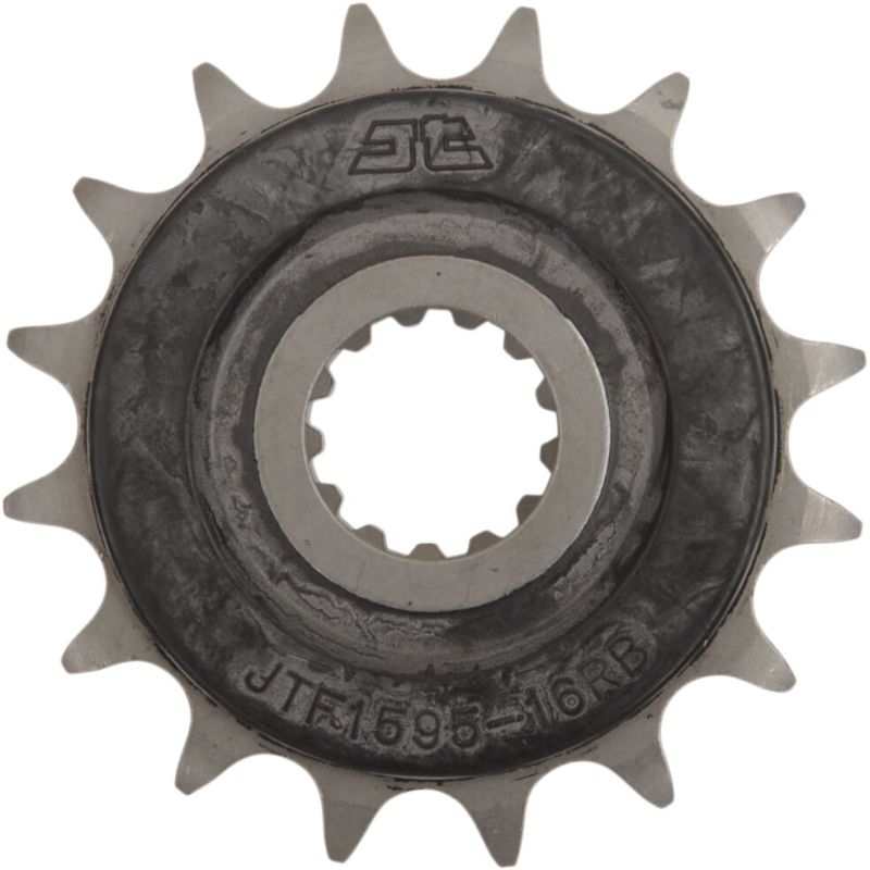 JTF1595.16RB FRONT RUBBER CUSHIONED SPROCKET 16 TEETH 520 PITCH NATURAL SCM420 CHROMOLY STEEL ALLOY