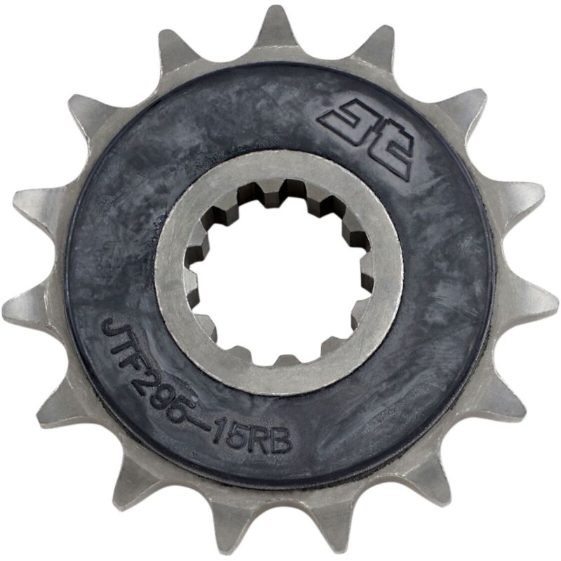 JTF296.15RB FRONT RUBBER CUSHIONED SPROCKET 15 TEETH 525 PITCH NATURAL SCM420 CHROMOLY STEEL ALLOY