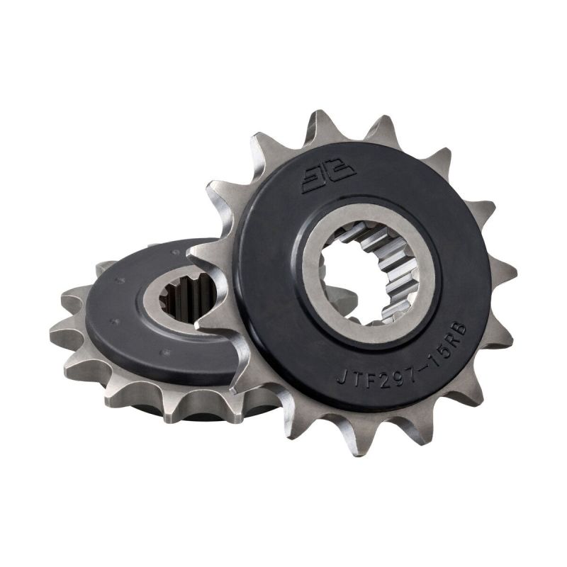 JTF297.15RB FRONT RUBBER CUSHIONED SPROCKET 15 TEETH 525 PITCH NATURAL SCM420 CHROMOLY STEEL ALLOY