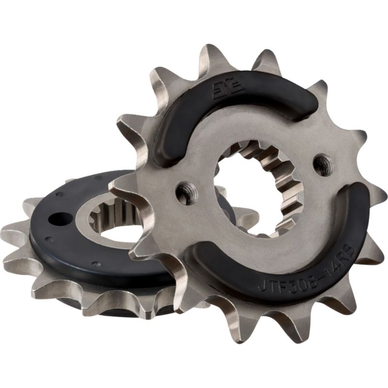 JTF308.14RB FRONT RUBBER CUSHIONED SPROCKET 14 TEETH 520 PITCH NATURAL SCM420 CHROMOLY STEEL ALLOY